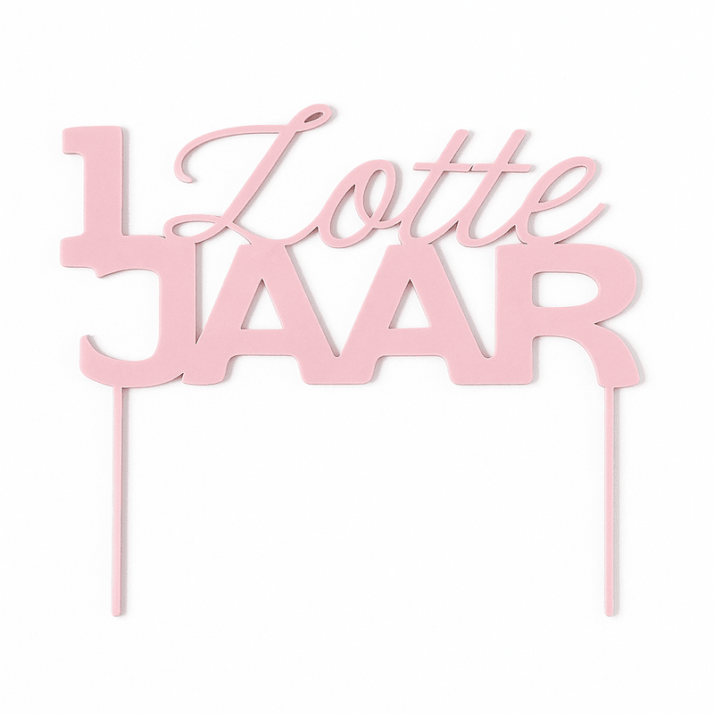 Taarttopper met naam & leeftijd – 3 mm dik – 14/16 cm breed – 11 kleuren (gepersonaliseerd)