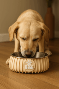 beige voerbak met bibi